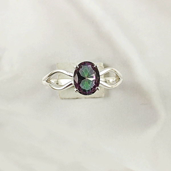 Multi Gemstone Ring in Solid 925 Sterling Silver, Colorful Stone Modern Ring, Lightweight Designer Jewelry, A6NP39