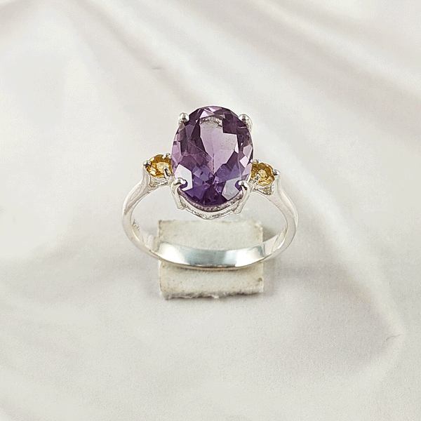 Multi Gemstone Ring in 925 Sterling Silver, Mixed Color Stone Modern Ring, Lightweight Stylish Jewelry, A6NP34