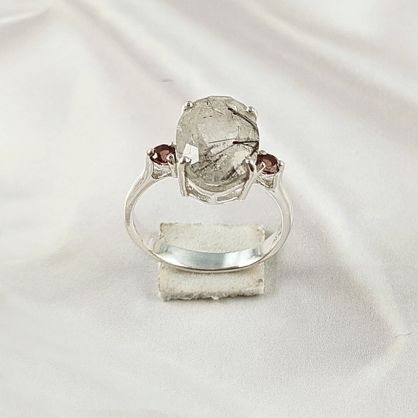 Multi Gemstone Ring in 925 Sterling Silver, Mixed Color Stone Modern Ring, Lightweight Stylish Jewelry, A6NP34