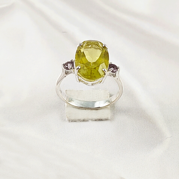 Multi Gemstone Ring in 925 Sterling Silver, Mixed Color Stone Modern Ring, Lightweight Stylish Jewelry, A6NP34