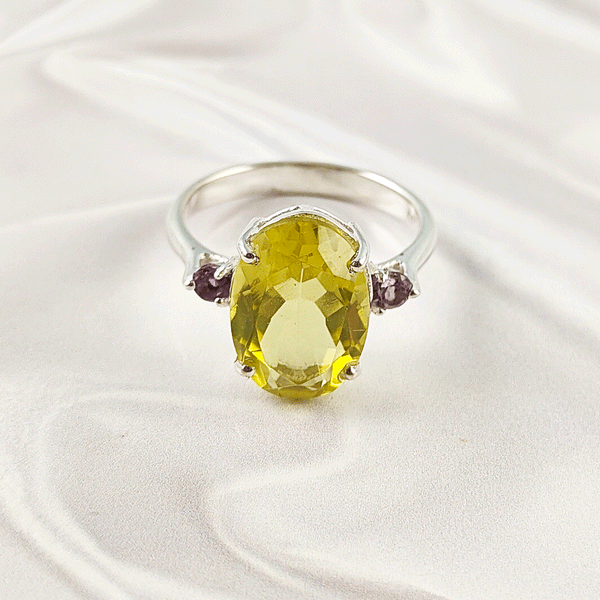 Multi Gemstone Ring in 925 Sterling Silver, Mixed Color Stone Modern Ring, Lightweight Stylish Jewelry, A6NP34