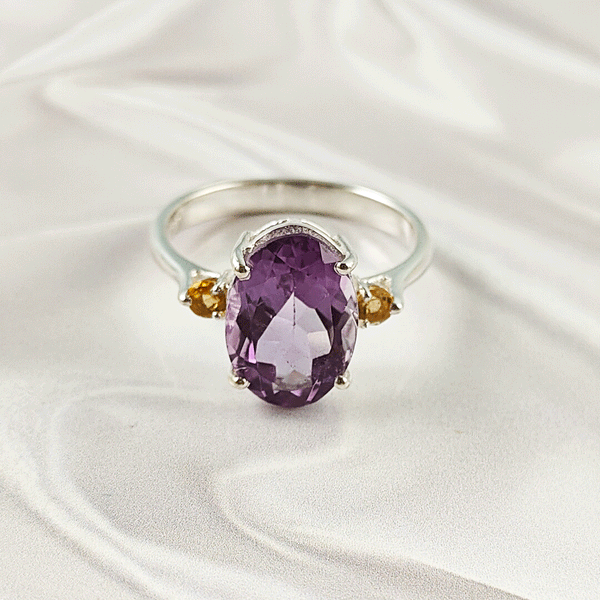 Multi Gemstone Ring in 925 Sterling Silver, Mixed Color Stone Modern Ring, Lightweight Stylish Jewelry, A6NP34