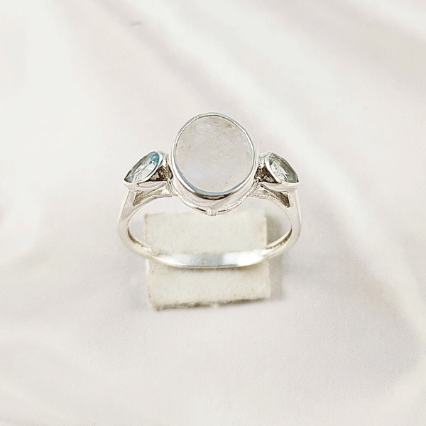 Multi Gemstone Ring in Solid 925 Sterling Silver, Colorful Stone Elegant Ring, Lightweight Stylish Jewelry, A6NP40