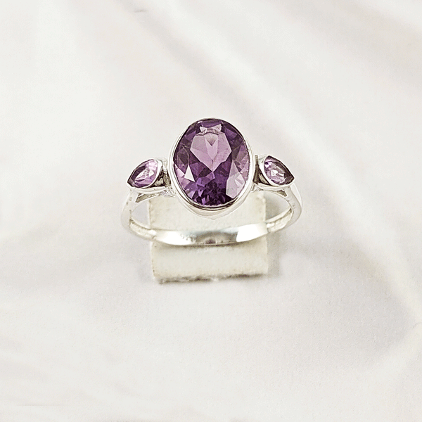 Multi Gemstone Ring in Solid 925 Sterling Silver, Colorful Stone Elegant Ring, Lightweight Stylish Jewelry, A6NP40