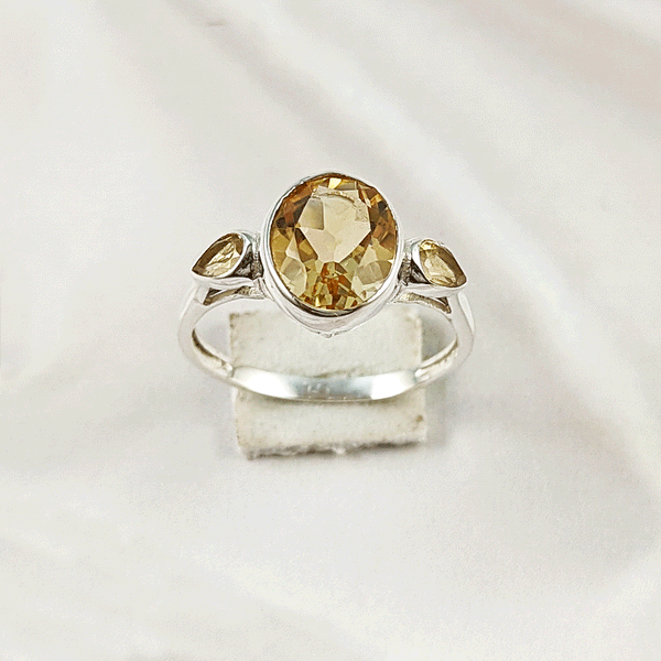 Multi Gemstone Ring in Solid 925 Sterling Silver, Colorful Stone Elegant Ring, Lightweight Stylish Jewelry, A6NP40