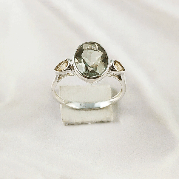 Multi Gemstone Ring in Solid 925 Sterling Silver, Colorful Stone Elegant Ring, Lightweight Stylish Jewelry, A6NP40
