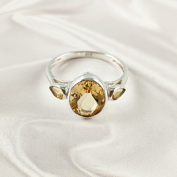 Multi Gemstone Ring in Solid 925 Sterling Silver, Colorful Stone Elegant Ring, Lightweight Stylish Jewelry, A6NP40