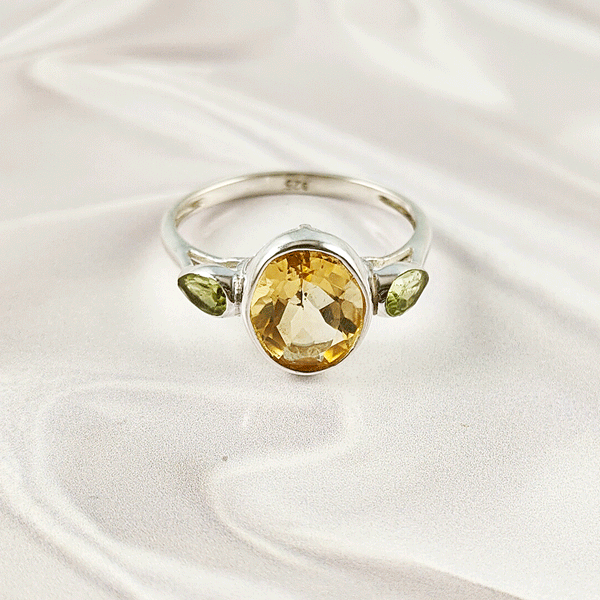 Multi Gemstone Ring in Solid 925 Sterling Silver, Colorful Stone Elegant Ring, Lightweight Stylish Jewelry, A6NP40