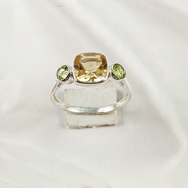 Multi Gemstone Ring in Solid 925 Sterling Silver, Vibrant Mixed Stone Ring, Lightweight Designer Jewelry, A6NP37