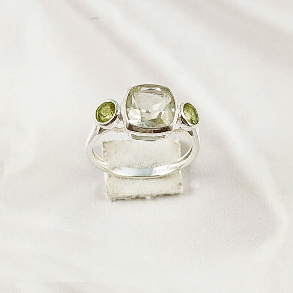 Multi Gemstone Ring in Solid 925 Sterling Silver, Vibrant Mixed Stone Ring, Lightweight Designer Jewelry, A6NP37