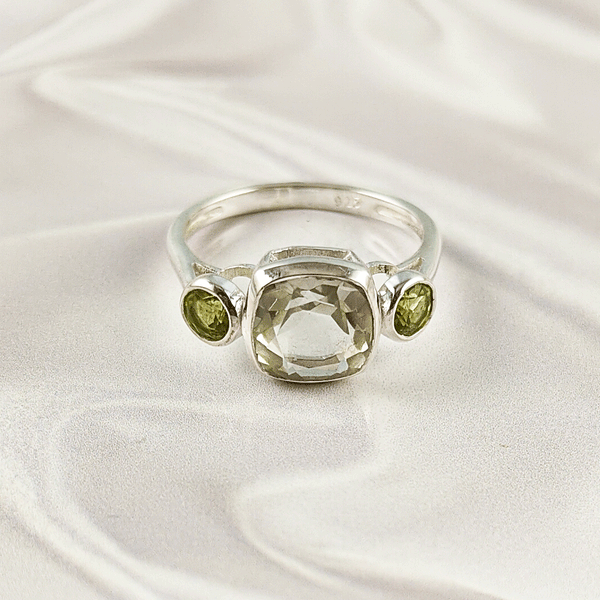 Multi Gemstone Ring in Solid 925 Sterling Silver, Vibrant Mixed Stone Ring, Lightweight Designer Jewelry, A6NP37