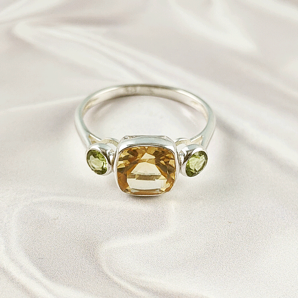 Multi Gemstone Ring in Solid 925 Sterling Silver, Vibrant Mixed Stone Ring, Lightweight Designer Jewelry, A6NP37