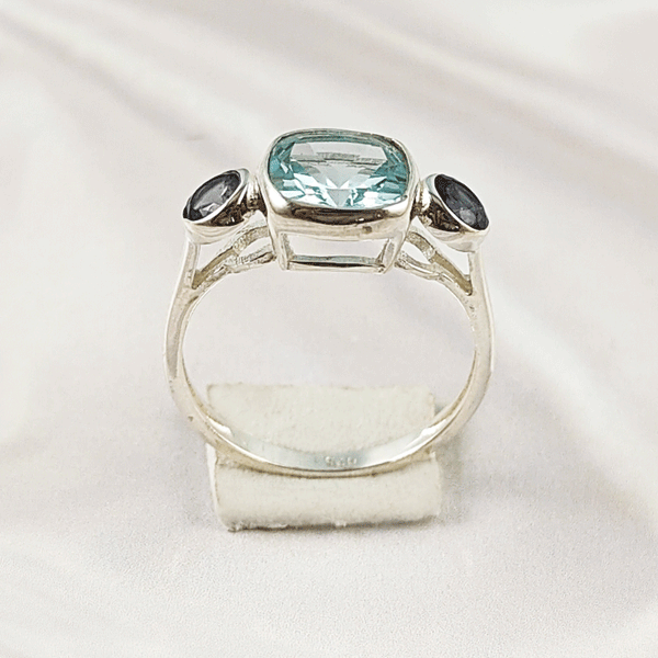 Multi Gemstone Ring in Solid 925 Sterling Silver, Colorful Stone Ring, Lightweight Designer Jewelry, A6NP38