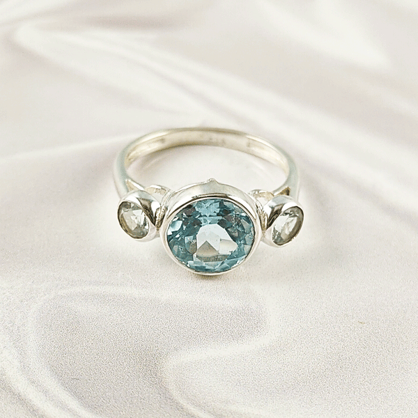 Multi Gemstone Ring in Solid 925 Sterling Silver, Colorful Stone Ring, Lightweight Designer Jewelry, A6NP38