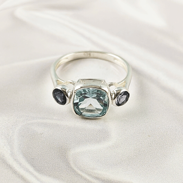 Multi Gemstone Ring in Solid 925 Sterling Silver, Colorful Stone Ring, Lightweight Designer Jewelry, A6NP38