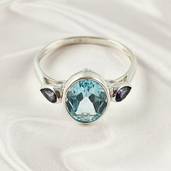 Multi Gemstone Ring in Solid 925 Sterling Silver, Colorful Stone Ring, Lightweight Designer Jewelry, A6NP38