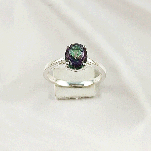 Multi Gemstone Ring in Solid 925 Sterling Silver, Colorful Stone Artistic Ring, Lightweight Statement Jewelry, A6NP36