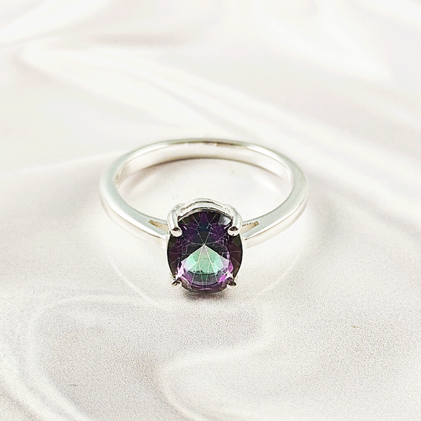 Multi Gemstone Ring in Solid 925 Sterling Silver, Colorful Stone Artistic Ring, Lightweight Statement Jewelry, A6NP36
