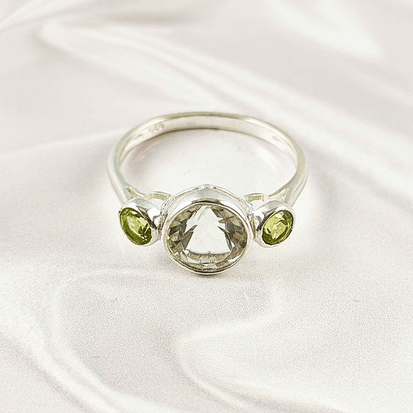 Multi Gemstone Ring in Solid 925 Sterling Silver, Mixed Stone Elegant Ring, Lightweight Contemporary Jewelry, A6NP35