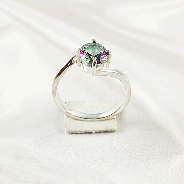 Multi Gemstone Ring in Solid 925 Sterling Silver, Vibrant Stone Contemporary Design, Lightweight Jewelry, A6NP41