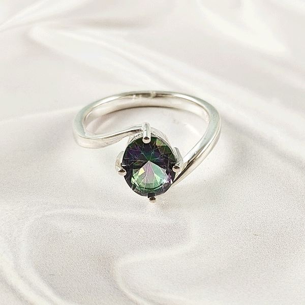Multi Gemstone Ring in Solid 925 Sterling Silver, Vibrant Stone Contemporary Design, Lightweight Jewelry, A6NP41