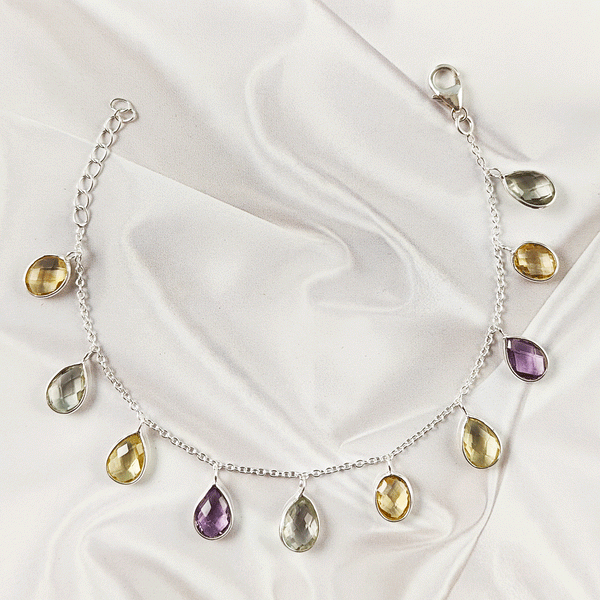 Multistone Bezel Light Weight Gemstone Bracelet | Handmade Wholesale Jewelry, A6NP43