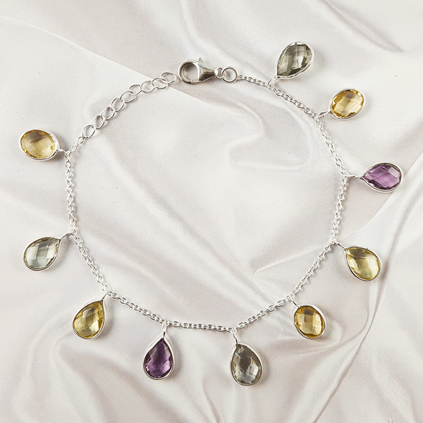 Multistone Bezel Light Weight Gemstone Bracelet | Handmade Wholesale Jewelry, A6NP43