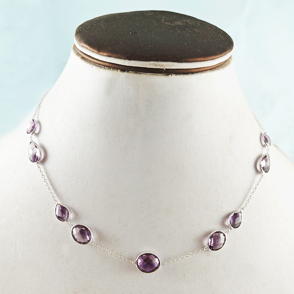 Multi stone Bezel Light Weight Gemstone Necklace | Handmade Wholesale Jewelry, A6NP44