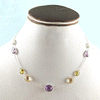 Multi stone Bezel Light Weight Gemstone Necklace | Handmade Wholesale Jewelry, A6NP44