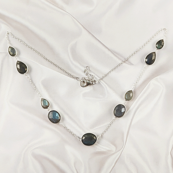 Multi stone Bezel Light Weight Gemstone Necklace | Handmade Wholesale Jewelry, A6NP44