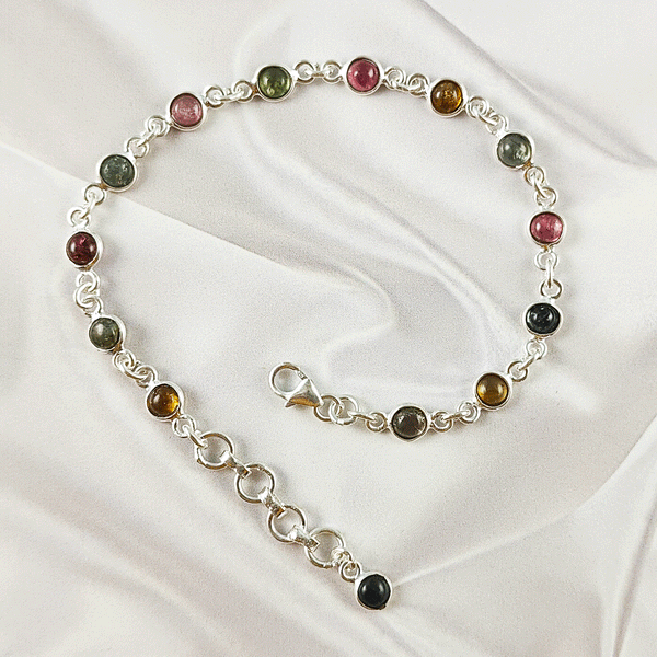Multi stone Bezel Light Weight Gemstone Bracelet | Handmade Wholesale Jewelry, A6NP45