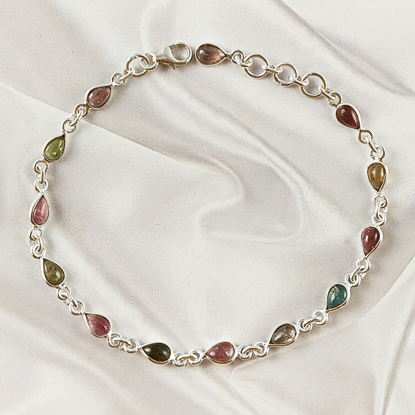 Multi stone Bezel Light Weight Gemstone Bracelet | Handmade Wholesale Jewelry, A6NP45