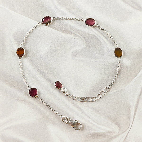 Multi stone Tourmaline Bezel Light Weight Gemstone Bracelet |Wholesale Jewelry, A6NP46