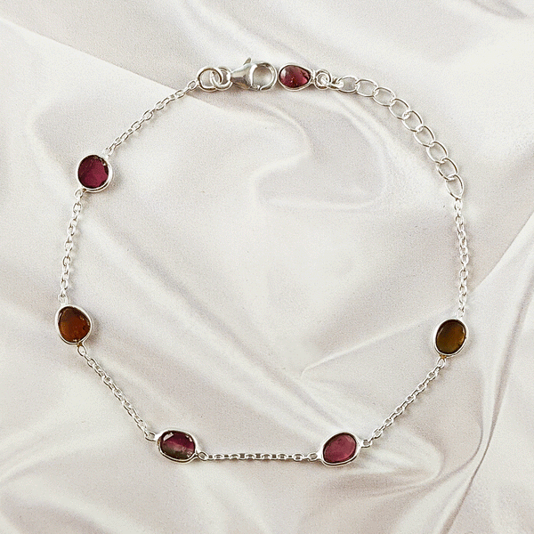 Multi stone Tourmaline Bezel Light Weight Gemstone Bracelet |Wholesale Jewelry, A6NP46