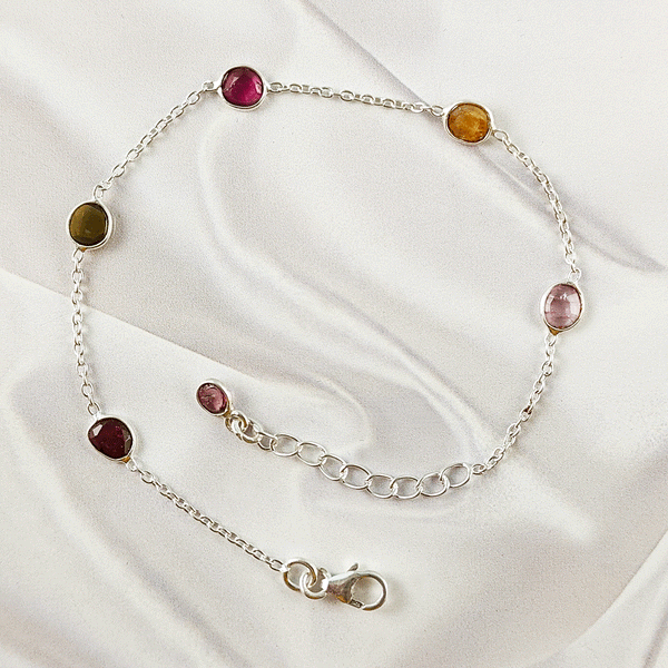 Multi stone Tourmaline Bezel Light Weight Gemstone Bracelet |Wholesale Jewelry, A6NP46