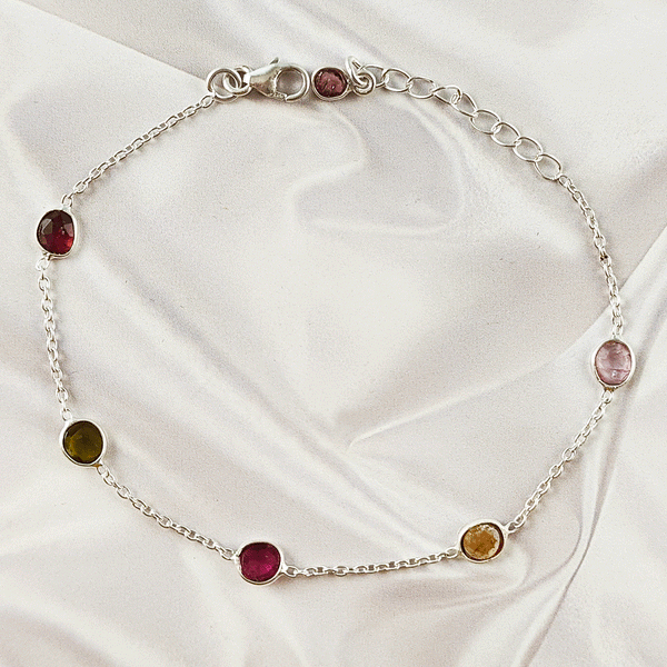 Multi stone Tourmaline Bezel Light Weight Gemstone Bracelet |Wholesale Jewelry, A6NP46
