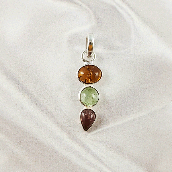 Multi Stone Tourmaline Pendant | 925 Sterling Silver Handmade Gemstone Jewelry, A6NP47