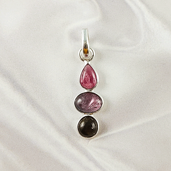 Multi Stone Tourmaline Pendant | 925 Sterling Silver Handmade Gemstone Jewelry, A6NP47