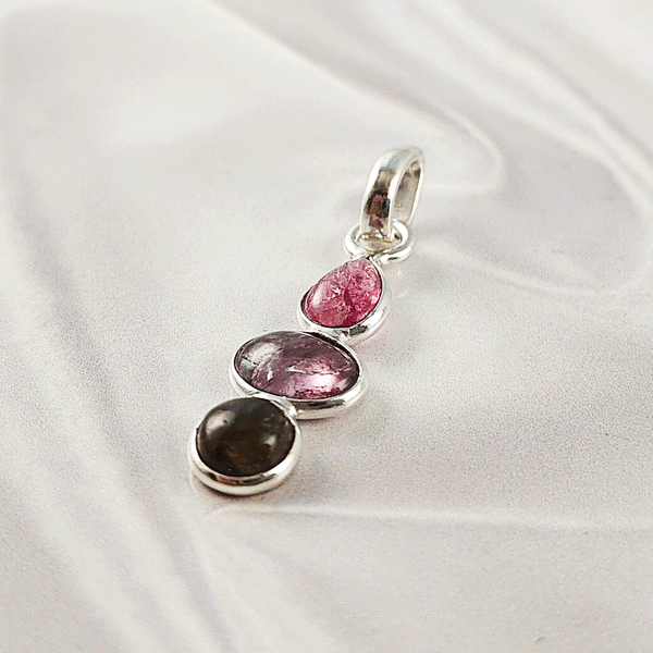 Multi Stone Tourmaline Pendant | 925 Sterling Silver Handmade Gemstone Jewelry, A6NP47