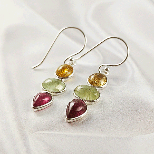 Multi Stone Tourmaline Bezel Light Weight Gemstone Earrings | Handmade Wholesale Jewelry, A6NP48