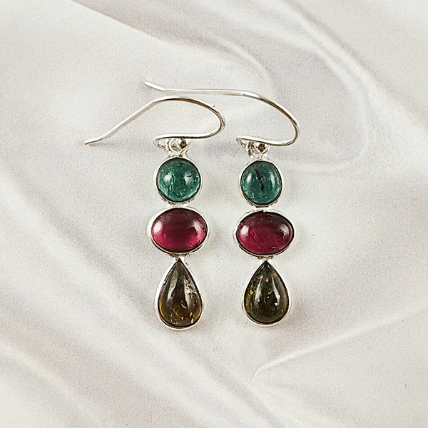 Multi Stone Tourmaline Bezel Light Weight Gemstone Earrings | Handmade Wholesale Jewelry, A6NP48