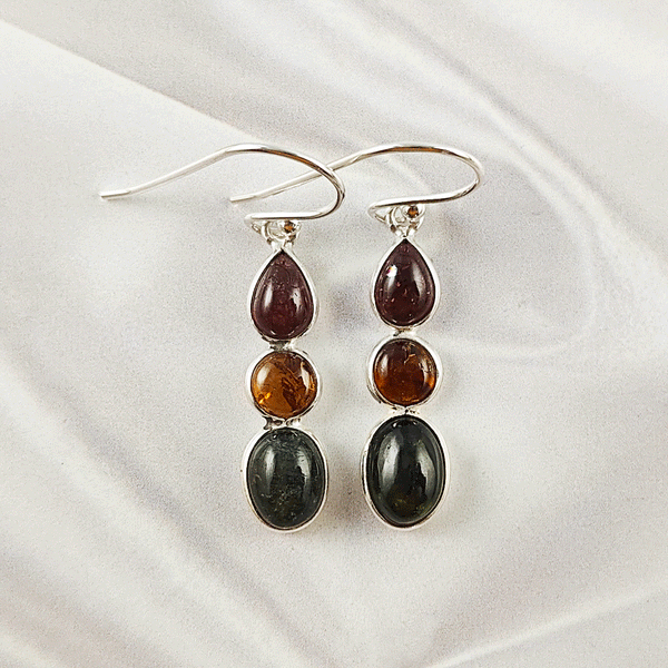 Multi Stone Tourmaline Bezel Light Weight Gemstone Earrings | Handmade Wholesale Jewelry, A6NP48