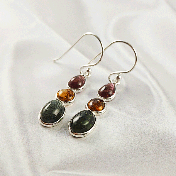 Multi Stone Tourmaline Bezel Light Weight Gemstone Earrings | Handmade Wholesale Jewelry, A6NP48