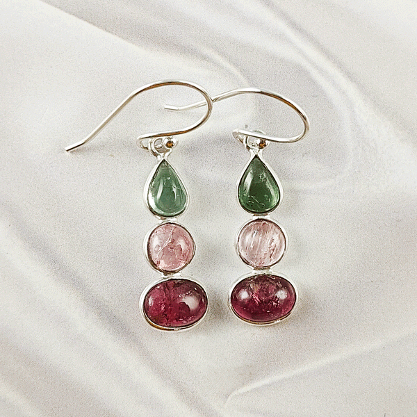 Multi Stone Tourmaline Bezel Light Weight Gemstone Earrings | Handmade Wholesale Jewelry, A6NP48