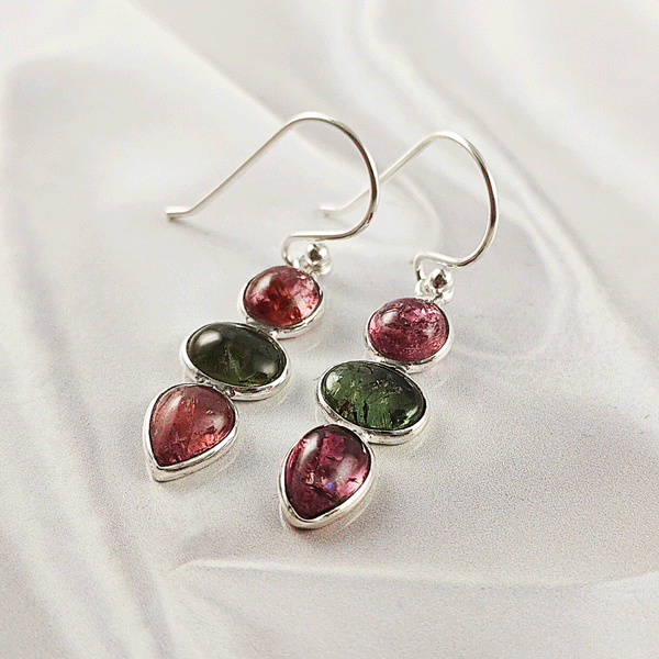 Multi Stone Tourmaline Bezel Light Weight Gemstone Earrings | Handmade Wholesale Jewelry, A6NP48