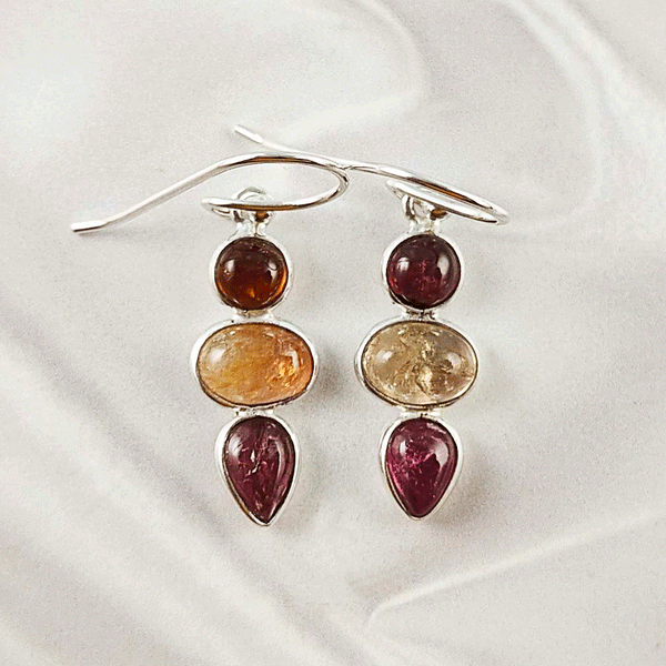 Multi Stone Tourmaline Bezel Light Weight Gemstone Earrings | Handmade Wholesale Jewelry, A6NP48