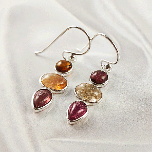Multi Stone Tourmaline Bezel Light Weight Gemstone Earrings | Handmade Wholesale Jewelry, A6NP48