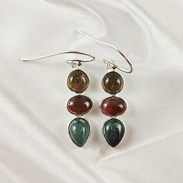 Multi Stone Tourmaline Bezel Light Weight Gemstone Earrings | Handmade Wholesale Jewelry, A6NP48