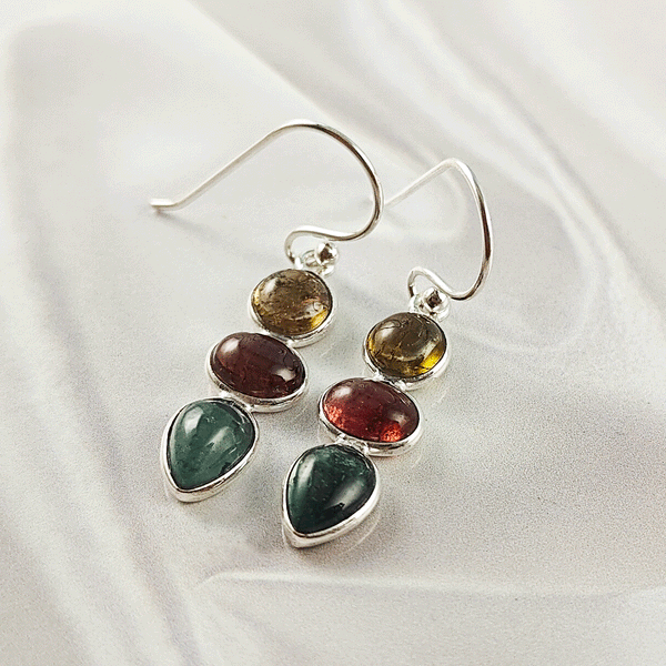 Multi Stone Tourmaline Bezel Light Weight Gemstone Earrings | Handmade Wholesale Jewelry, A6NP48