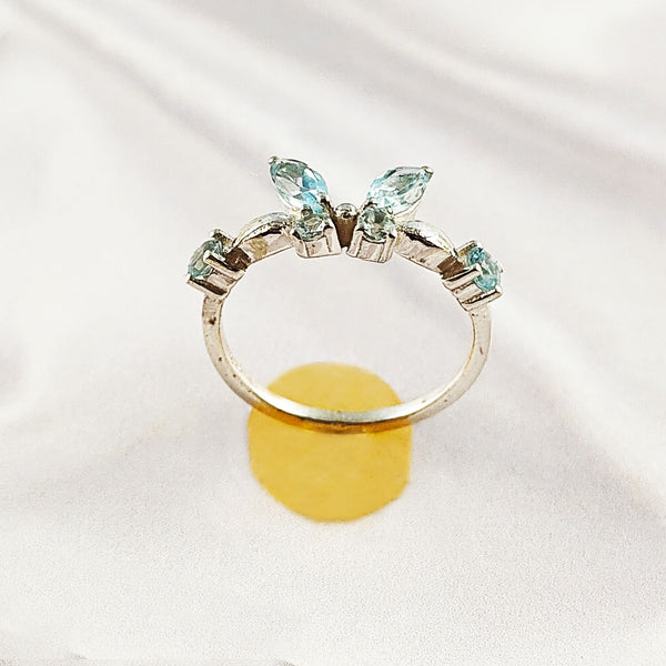 Mixed Gemstone Ring in Solid 925 Sterling Silver, Unique Stone Combination, Lightweight Fashion Jewelry, A6NP56